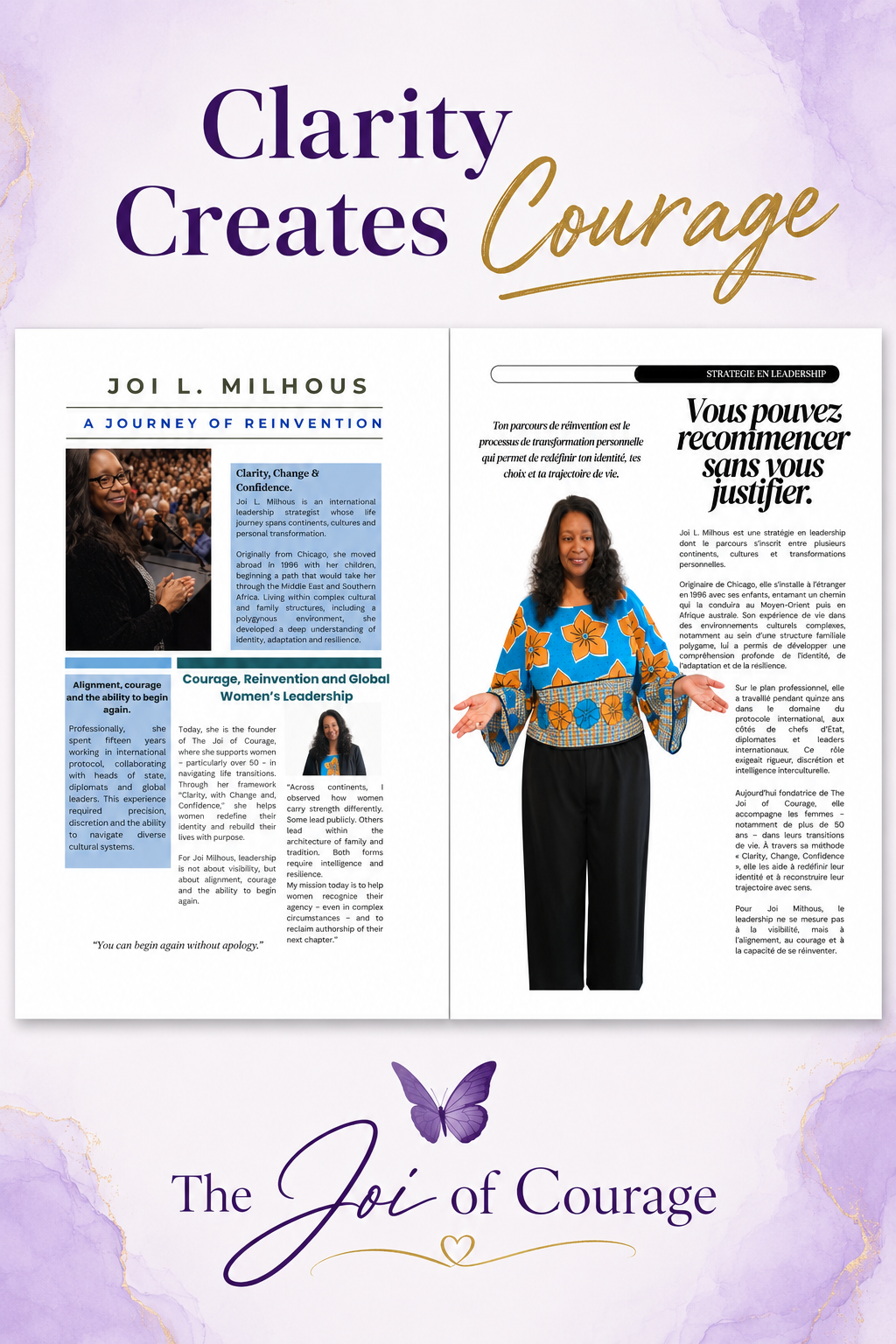 Magazine feature about Joi Milhous and her journey of reinvention in Women of Solutions Magazine.